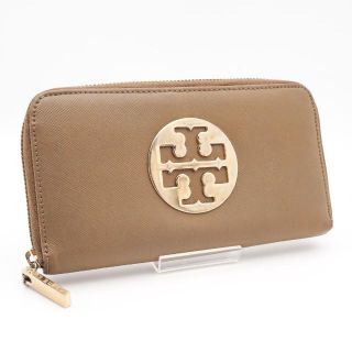 トリーバーチ(Tory Burch)の《一点物》Tory Burch 長財布 ベージュ ロゴ ラウンドジップ  レザー(財布)