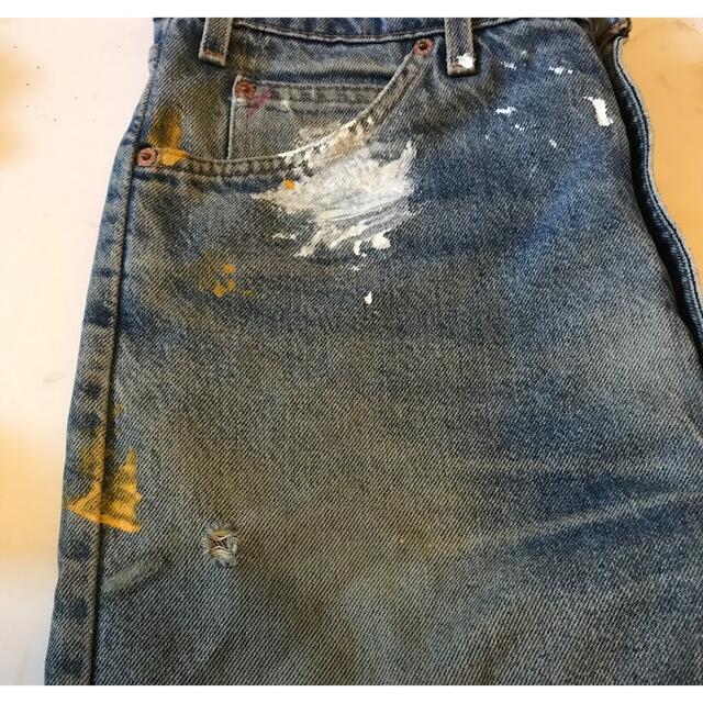 RM10 Levi’s505 W34L30 ペンキ リメイクデニム ダメージ