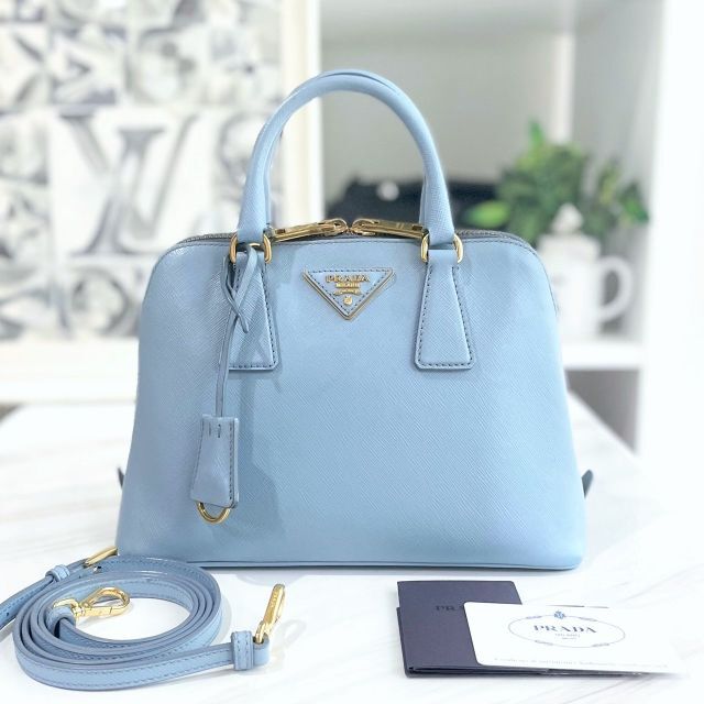 定番 PRADA - 美品☆ プラダ ハンドバッグ 2way サフィアーノ 水色