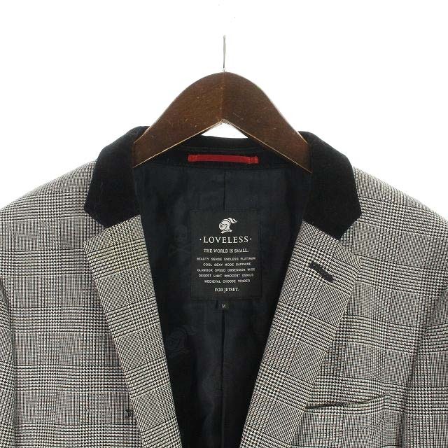 LOVELESS(ラブレス)のラブレス テーラードジャケット シングル グレンチェック 切替 M グレー 黒 メンズのジャケット/アウター(テーラードジャケット)の商品写真