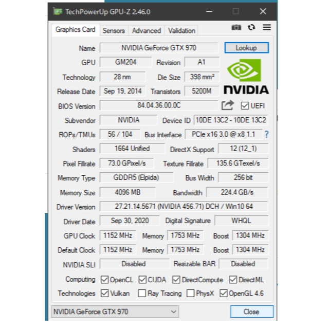 NVIDIA　GeForce GTX 970 4GB