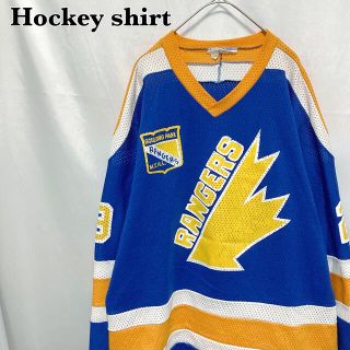 NHL カナダ製 ホッケーシャツ ゲームシャツ レンジャース ブルー L(Tシャツ/カットソー(七分/長袖))