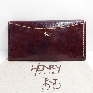 エンリーべグリン(HENRY BEGUELIN)のHENRY CUIR✨アンリークイール ユーロピーン シワ加工 長財布 ブラウン(財布)