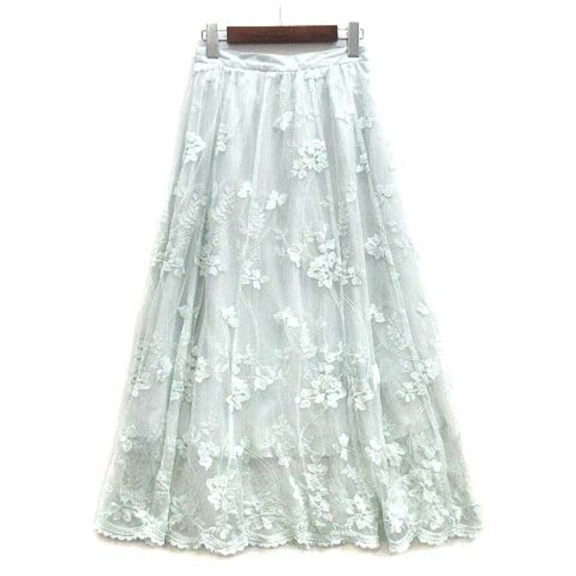 Noela(ノエラ)のノエラ Noela チュール フラワー 刺繍 ロング スカート フレア M 美品 レディースのスカート(ロングスカート)の商品写真