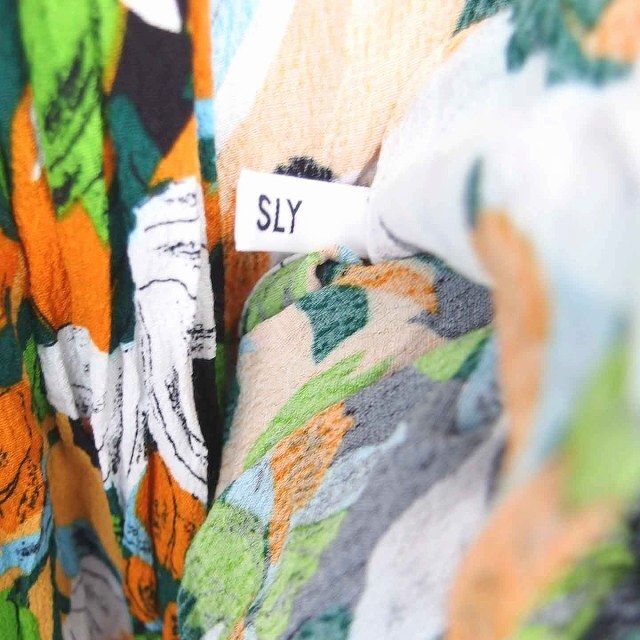 SLY(スライ)のスライ カーディガン ロング 花柄 薄手 七分袖 FREE グリーン オレンジ レディースのトップス(カーディガン)の商品写真