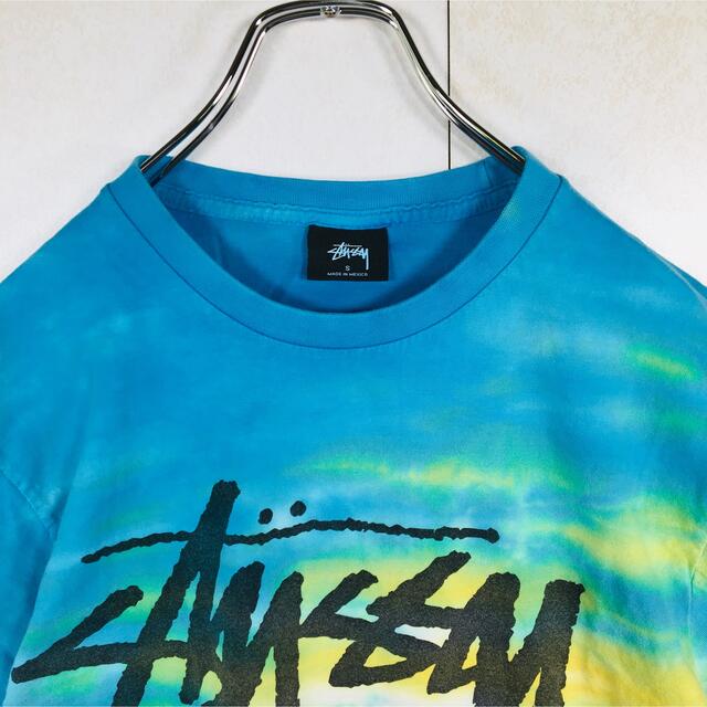 STUSSY(ステューシー)のステューシー タイダイ柄 デカロゴ 青 赤 黄色 半袖 Sサイズ メキシコ製 メンズのトップス(Tシャツ/カットソー(半袖/袖なし))の商品写真