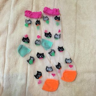 スイマー(SWIMMER)のスイマー 猫柄シースルーソックス(ソックス)