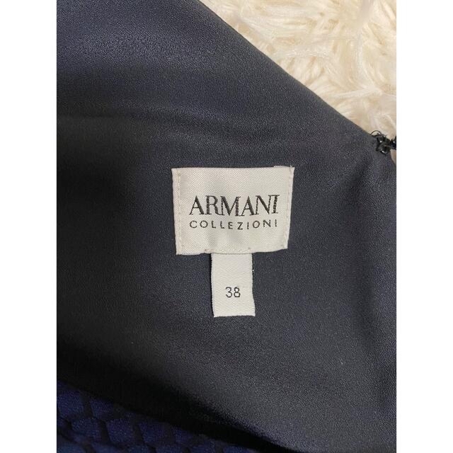 ARMANI COLLEZIONI(アルマーニ コレツィオーニ)のALMANI COLLEZIONI ドレスワンピース　ブルー　サイズ38 極美品 レディースのフォーマル/ドレス(ミディアムドレス)の商品写真