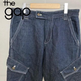 ギャップ(GAP)の希少デザイン W33 3D ギャップ インディゴ ホワイトステッチ カーゴパンツ(デニム/ジーンズ)