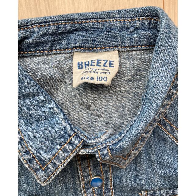 BREEZE(ブリーズ)の新品 BREEZE ブリーズ キッズデニムシャツ 半袖シャツ 100cm  キッズ/ベビー/マタニティのキッズ服男の子用(90cm~)(ブラウス)の商品写真