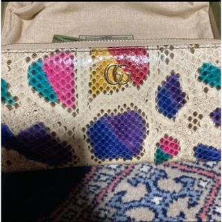 Gucci - レア!領収書 直営店ショップカード付 GUCCI パイソン 長財布