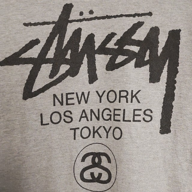 《希少》ステューシー STUSSY☆Tシャツ L 総柄 グレー T590