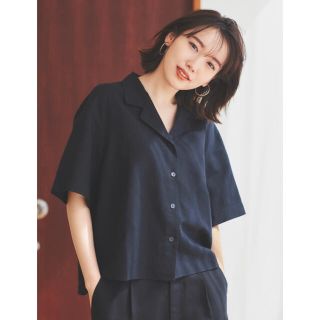 ユニクロ(UNIQLO)のリネンブレンド オープンカラーシャツ　前開きブラウス　オープンカラーシャツ(シャツ/ブラウス(半袖/袖なし))