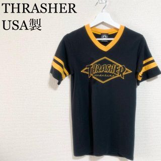 スラッシャー(THRASHER)のUSA製 スラッシャー Tシャツ メンズS 黒 黄色 ビッグロゴ デカロゴ(Tシャツ/カットソー(半袖/袖なし))