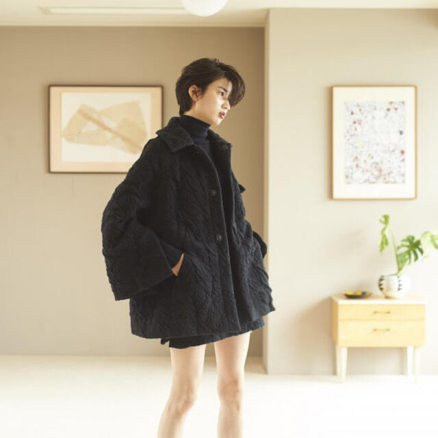 Rosary moon(ロザリームーン)のFluffy Jacquard Quilted Coat レディースのジャケット/アウター(ノーカラージャケット)の商品写真