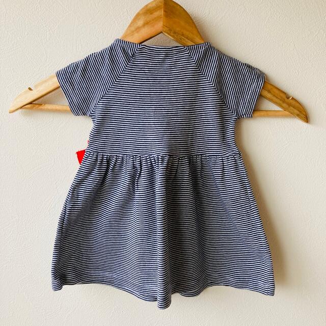 PETIT BATEAU(プチバトー)の【プチバトー】ワンポイント リボン ワンピース　6m/67cm キッズ/ベビー/マタニティのベビー服(~85cm)(ワンピース)の商品写真