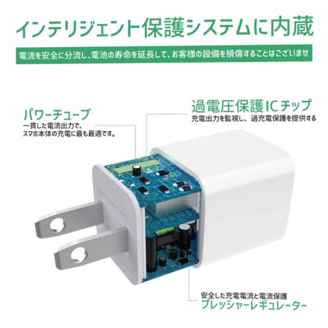 Apple(アップル)のiPhone充電器ケーブル２本　アダプター2個セット スマホ/家電/カメラのスマートフォン/携帯電話(バッテリー/充電器)の商品写真