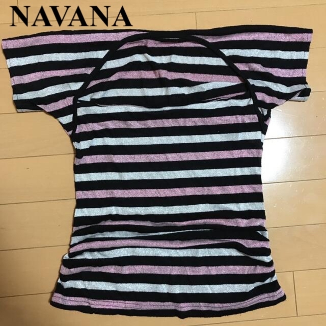 NAVANA(ナバーナ)のナバーナ NAVANA ラメ ボーダー シャーリング Tシャツ トップス メンズのトップス(Tシャツ/カットソー(半袖/袖なし))の商品写真