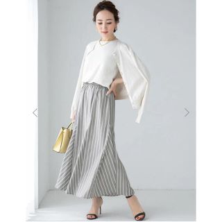 フィフス(fifth)の※とぱ様専用※✧︎新品✧︎fifthストライプゴアードスカート グレー M(ロングスカート)