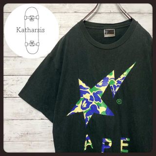 アベイシングエイプ(A BATHING APE)の【希少デザイン】アベイシングエイプ　迷彩スタープリント　ブラック　Tシャツ(Tシャツ/カットソー(半袖/袖なし))