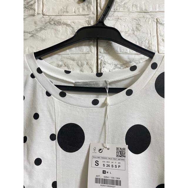 ZARA(ザラ)のZARA アシンメトリー ドット柄 Tシャツ 半袖 ザラ 水玉 レディースのトップス(Tシャツ(半袖/袖なし))の商品写真