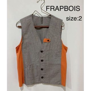 フラボア(FRAPBOIS)の【珍品】 フラボア FRAPBOIS ベスト ジレ グレー オレンジ 2 メンズ(ベスト)