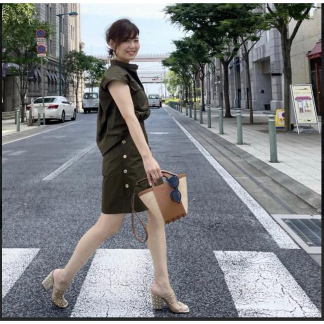 イデアルーチェ ミニタリーセットアップ シャツ×ショートパンツ カーキ