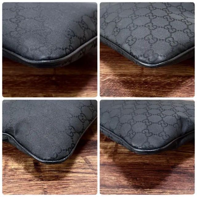 Gucci(グッチ)のグッチ ナイロン×レザー ショルダー バッグ メッセンジャー GG柄 ブラック メンズのバッグ(ショルダーバッグ)の商品写真