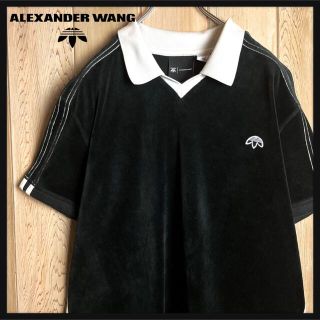 アレキサンダーワン(Alexander Wang)の【人気Lサイズ】アレキサンダーワン☆ワンポイントロゴ入り半袖ベロアTシャツ(Tシャツ/カットソー(半袖/袖なし))