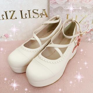 リズリサ(LIZ LISA)の☆リズリサLIZLISA☆サイド編み上げリボン☆ウェッジソールパンプス☆ピンク(ハイヒール/パンプス)