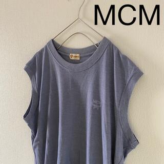 MCMエムシーエムtシャツ半袖くすみパープル紫lLメンズ刺繍ロゴ古着タンクトップ