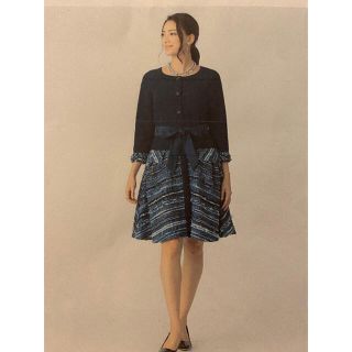 トゥービーシック(TO BE CHIC)の専用です。TO BE CHIC マリアデニムツイードドレス　サイズ40(ひざ丈ワンピース)