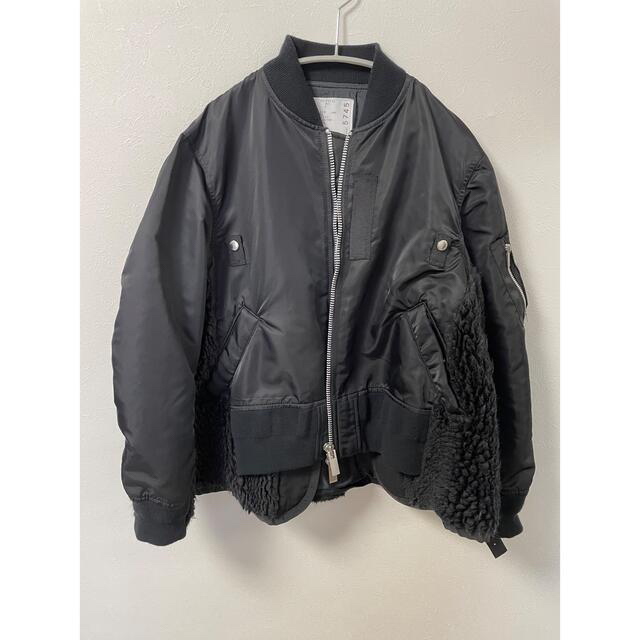 sacai - sacai サカイ MA-1 ブルゾン ブラック ナイロンツイル ボアの