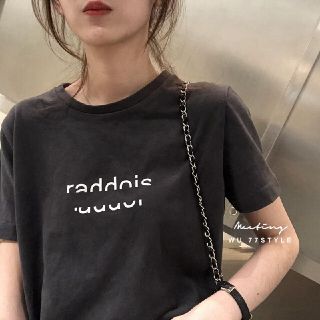 【新品未使用】韓国風 ロゴ Tシャツ トップス  インポート(Tシャツ(半袖/袖なし))