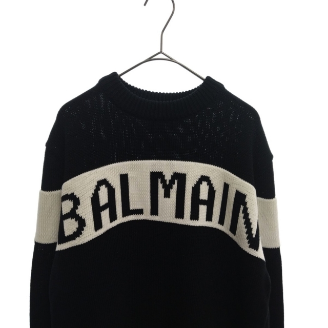 BALMAIN バルマン セーター レリアン ケーブルニット ボーダー ブルー