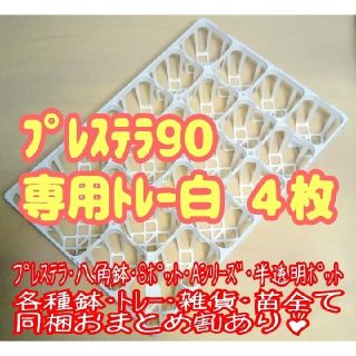 【専用システムトレー：白】4枚セット!!スリット鉢プレステラ90用プラ鉢多肉植物(プランター)