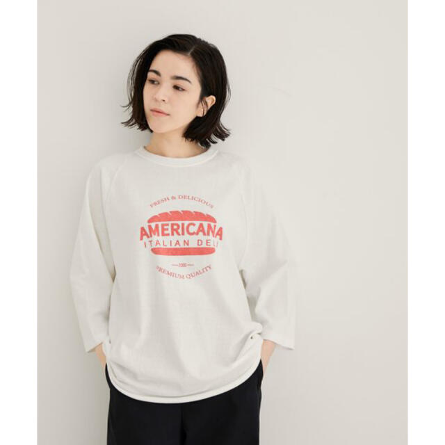 AMERICANA(アメリカーナ)の新品サロンアダムエロペ　アメリカーナ　AmericanベースボールTシャツ レディースのトップス(Tシャツ(長袖/七分))の商品写真