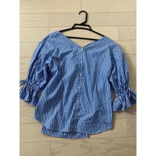 ダブルクローゼット(w closet)のw closet ストライプブルーシャツ値下げ(シャツ/ブラウス(長袖/七分))