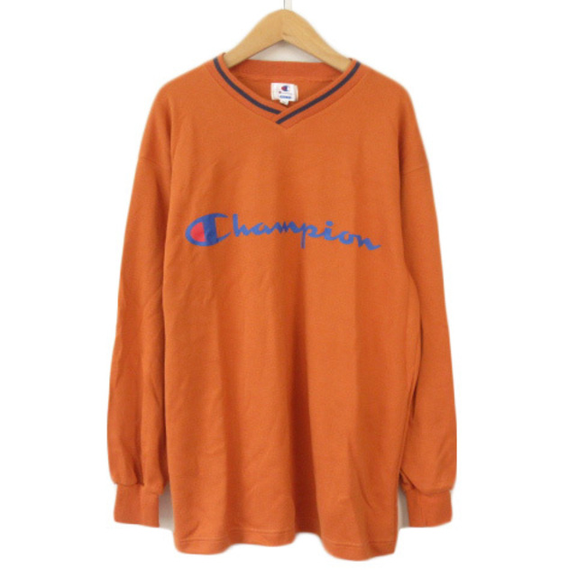 Champion(チャンピオン)のチャンピオン CHAMPION カットソー Vネック サーマル M オレンジ メンズのトップス(Tシャツ/カットソー(七分/長袖))の商品写真