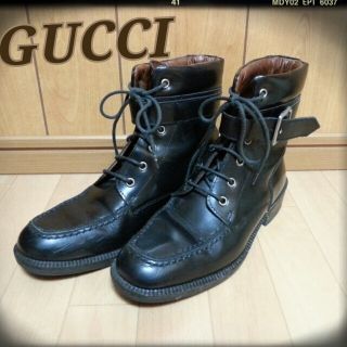 グッチ(Gucci)のグッチ★レザーレースアップブーツ 6.5(ブーツ)