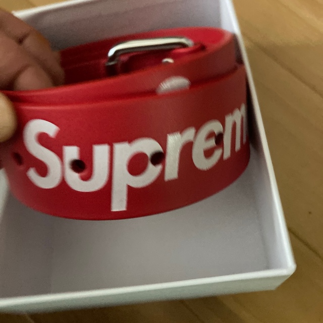 Supreme Repeat Leather Belt "Red" S/M