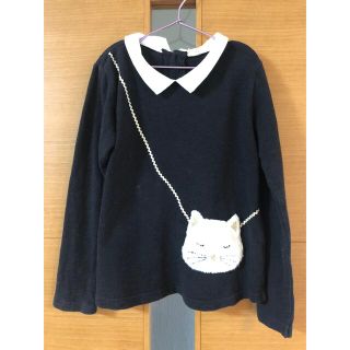 プティマイン(petit main)のプティマイン    長袖Tシャツ　　ねこ　　黒(Tシャツ/カットソー)