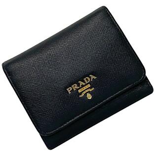 PRADA - プラダ 三つ折り 財布 ブラック ゴールド 美品 黒