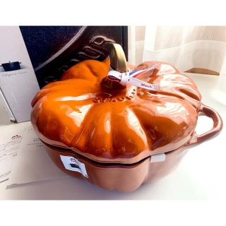 ストウブ(STAUB)のstaub ストウブ 生涯保証付 パンプキン ココット ホーロー 鉄鍋 (鍋/フライパン)