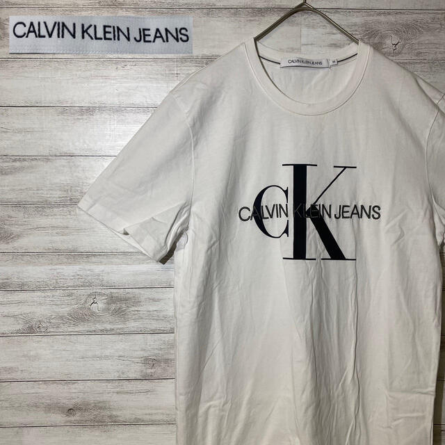 Calvin Klein(カルバンクライン)のカルバンクラインジーンズ　半袖刺繍ロゴＴシャツ  ホワイト メンズのトップス(Tシャツ/カットソー(半袖/袖なし))の商品写真