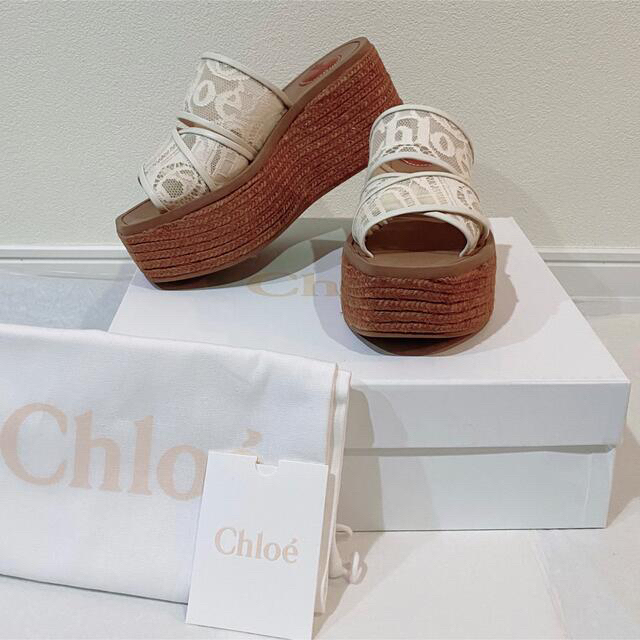 新品未使用品 Chloe クロエ Woody レース ウェッジサンダル