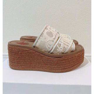 新品未使用品 Chloe クロエ Woody レース ウェッジサンダル