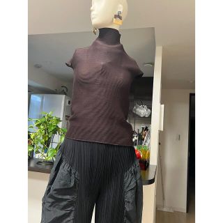 イッセイミヤケ(ISSEY MIYAKE)のイッセイミヤケ　茶色のタートルネック❣️カッコいい❣️(カットソー(半袖/袖なし))