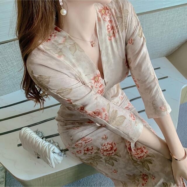 Andy アンディ 花柄ロングワンピース S