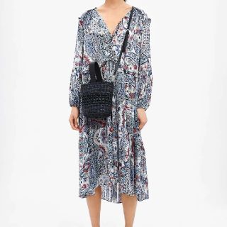 ZARA メタリック糸プリントロングワンピース 2509/162 新品・タグ付き ZARA ザラ プリント柄メタリックスレッド